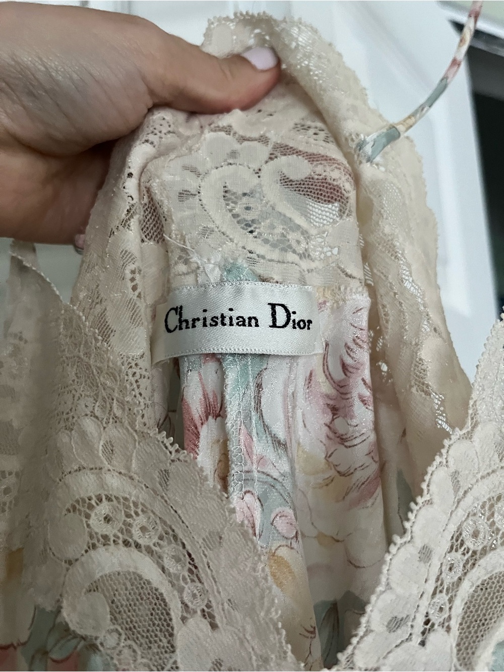 Vintage 90s Christian Dior Floral Silk-Satin Maxi Slip Dress ILGWU - Picture 4 of 11